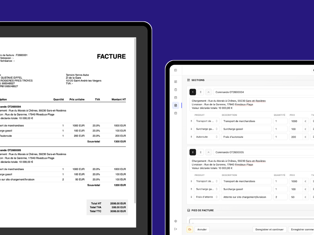 Facturation Truxelo — préfacture, éditeur PDF et statuts